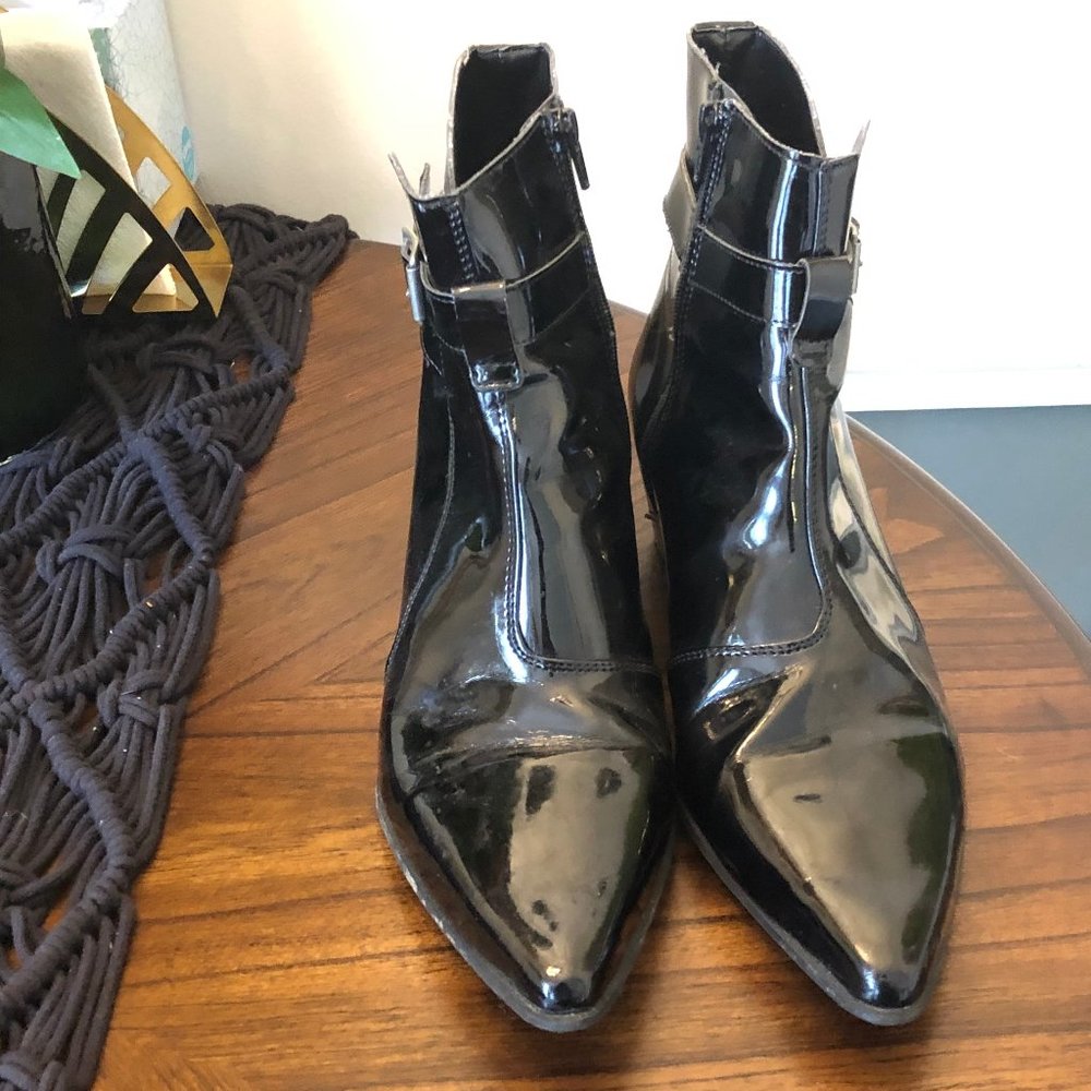 Men's Patent Boots With Low Heel